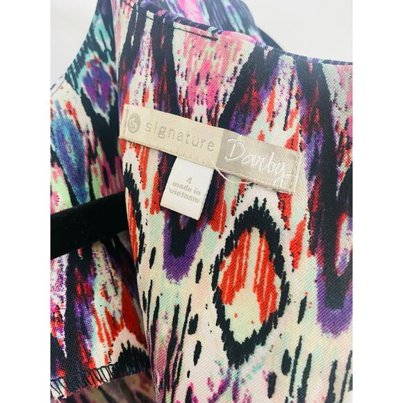 Signature Darby Women's Sleeveless Multi-Color Dress Size 4 Vibrant Print - Picture 2 of 8
